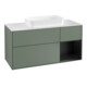 V&B Meuble sous lavabo Finion 120 cm, blanc mat, rangement rabattable, olivier mat-1