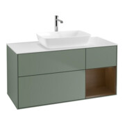 V&B Meuble sous-lavabo Finion 120 cm, blanc mat, réglette chêne, poignée laquée-1