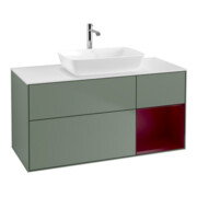 V&B Meuble sous lavabo Finion 120 cm, blanc mat, tiroir avec laque, huile avec laque