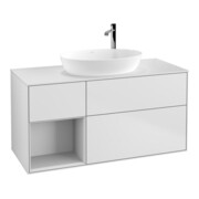 V&B Meuble sous-lavabo Finion 120 cm, blanc mat, tiroir blanc laqué