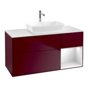 V&B Meuble sous lavabo Finion 120 cm, blanc mat, tiroir blanc mat, poignée métal-1