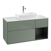 V&B Meuble sous lavabo Finion 120 cm, blanc mat, tiroir bleu mat laqué, poignée mate laquée-1