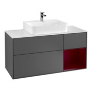 V&B Meuble sous lavabo Finion 120 cm, blanc mat, tiroir droit Peo, anthracite mat