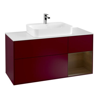 V&B Meuble sous lavabo Finion 120 cm, blanc mat, tiroir droit, poignée métal