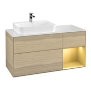 V&B Meuble sous lavabo Finion 120 cm, blanc mat, tiroir droit, poignée ven