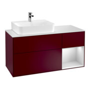 V&B Meuble sous lavabo Finion 120 cm, blanc mat, tiroir droite blanc mat, poignée m