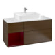 V&B Meuble sous lavabo Finion 120 cm, blanc mat, tiroir gauche, noyer veneer-1