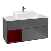 V&B Meuble sous lavabo Finion 120 cm, blanc mat, tiroir gauche Peo, anthracite mat