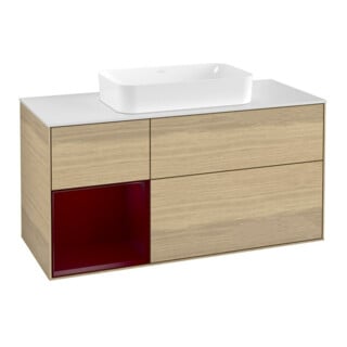 V&B Meuble sous-lavabo Finion 120 cm, blanc mat, tiroir gauche Peo, Oa ven
