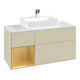 V&B Meuble sous lavabo Finion 120 cm, blanc mat, tiroir gauche, poignée argent mat laqué-3