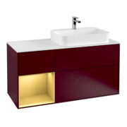 V&B Meuble sous-lavabo Finion 120 cm, blanc mat, tiroir gauche, poignée métal