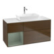 V&B Meuble sous lavabo Finion 120 cm, blanc mat, tiroir huilé avec laque, noyer veinée-1