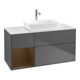 V&B Meuble sous-lavabo Finion 120 cm, blanc mat, tiroir noyer, anthracite mat-1
