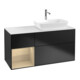 V&B Meuble sous lavabo Finion 120 cm, blanc mat, tiroir ouvert, bleu mat laqué-1