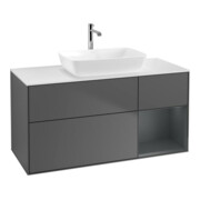 V&B Meuble sous-lavabo Finion 120 cm, blanc mat, tiroirs médian laqué, anthracite m