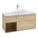 V&B Meuble sous-lavabo Finion 120 cm, blanc mat, tiroirs noyer vernis, poignées noyer vernis-1