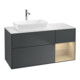 V&B Meuble sous lavabo Finion 120 cm, blanc mat, tiroirs ouverts, façade bleue mate, laquée-1