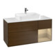 V&B Meuble sous lavabo Finion 120 cm, blanc, porte droite, finition noyer ven.-1