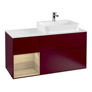 V&B Meuble sous lavabo Finion 120 cm, blanc, réglette gauche Oa ven, Peo m