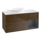 V&B Meuble sous lavabo Finion 120 cm, blanc, réglette LED, placage noyer veneer-1