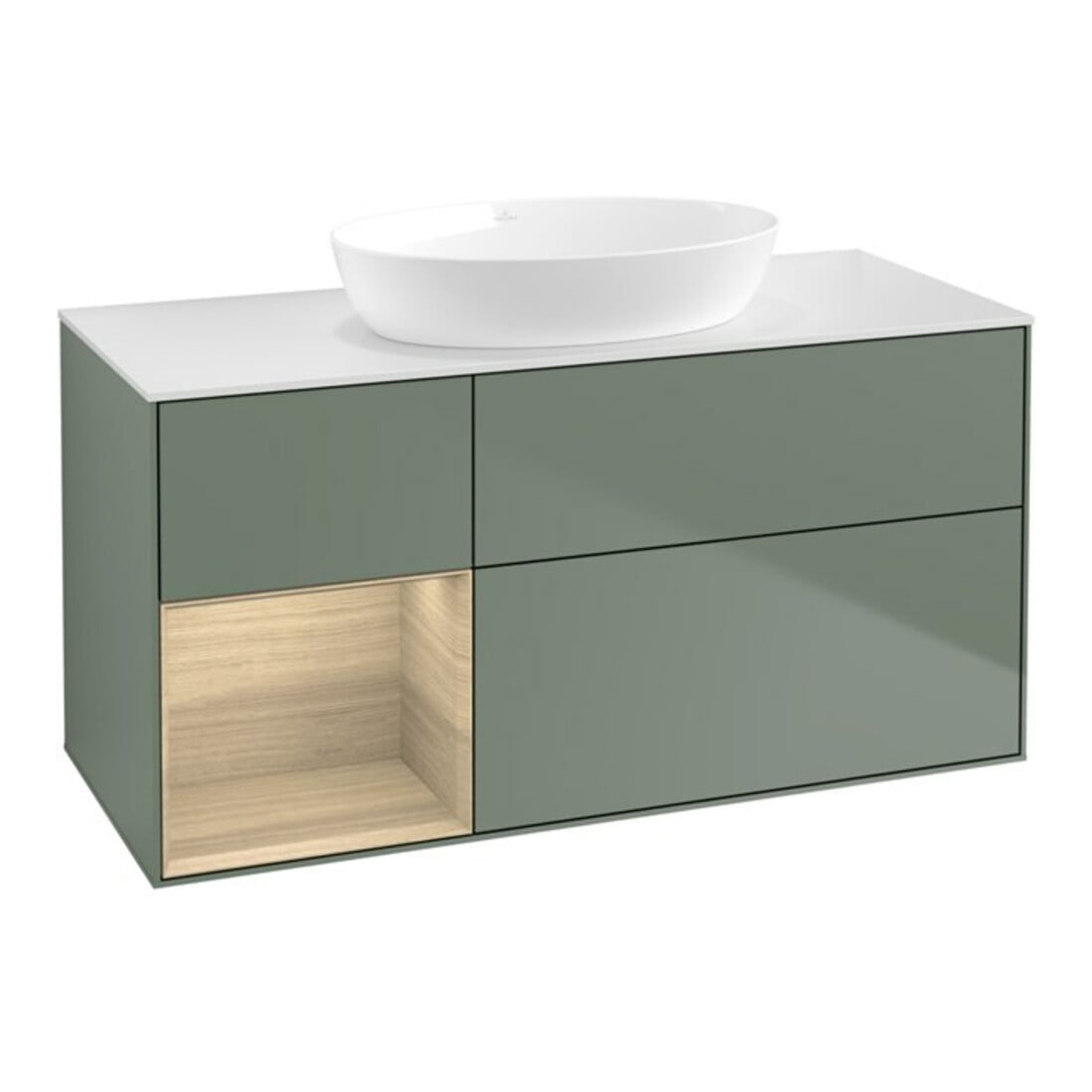 V&B Meuble sous-lavabo Finion 120 cm, blanc, réglette Oa ven, huile avec laque