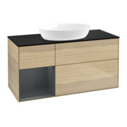 V&B Meuble sous lavabo Finion 120 cm, bleu clair, 1 porte, avec laque, ouverture à ven