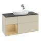 V&B Meuble sous lavabo Finion 120 cm, bleu clair, avec étagère, poignée argent mat laqué-3