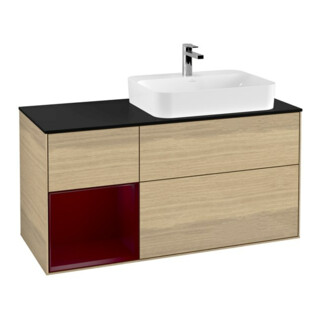 V&B Meuble sous lavabo Finion 120 cm, bleu clair, étagère gauche Peo, Oa ven