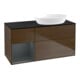 V&B Meuble sous lavabo Finion 120 cm, bleu clair, étagère, laqué, noyer veinée-1