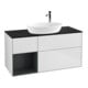 V&B Meuble sous lavabo Finion 120 cm, bleu clair, étagère moyenne, laqué blanc-1