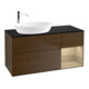 V&B Meuble sous lavabo Finion 120 cm, bleu clair, étagère ouverte, noyer veneer-1