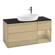 V&B Meuble sous lavabo Finion 120 cm, bleu clair, étagère ouverte, ouvert