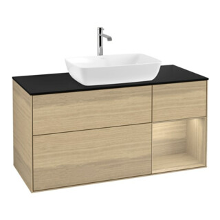 V&B Meuble sous lavabo Finion 120 cm, bleu clair, étagère ouverte, ouvert