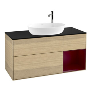 V&B Meuble sous lavabo Finion 120 cm, bleu clair, étagère Peo m Lac, Oa ven