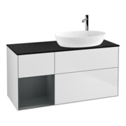 V&B Meuble sous lavabo Finion 120 cm, bleu clair mat, étagère médium mat laqué, blanc mat laqué