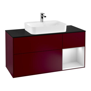 V&B Meuble sous-lavabo Finion 120 cm, bleu clair mat, porte droite blanche mate, poignée mate
