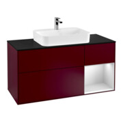 V&B Meuble sous-lavabo Finion 120 cm, bleu clair mat, porte droite blanche mate, poignée mate-1