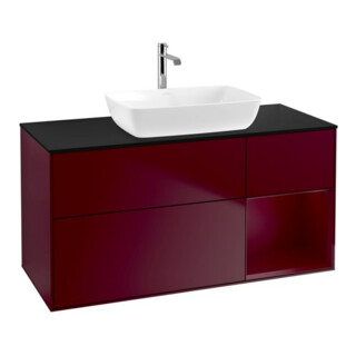 V&B Meuble sous-lavabo Finion 120 cm, bleu clair, porte avec laque, porte m