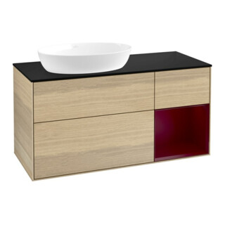 V&B Meuble sous lavabo Finion 120 cm, bleu clair, porte battante, laqué, Oa ven