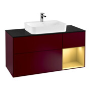 V&B Meuble sous lavabo Finion 120 cm, bleu clair, porte battante, poignée métal