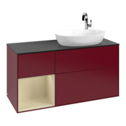 V&B Meuble sous lavabo Finion 120 cm, bleu clair, porte coulissante, laqué, poignée métallique-4