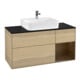 V&B Meuble sous lavabo Finion 120 cm, bleu clair, porte droite, chêne naturel-1