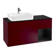 V&B Meuble sous lavabo Finion 120 cm, bleu clair, porte droite, laqué bleu clair, poignée métal