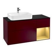 V&B Meuble sous lavabo Finion 120 cm, bleu clair, porte droite, poignée métal-1