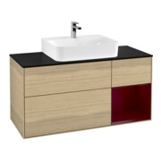 V&B Meuble sous lavabo Finion 120 cm, bleu clair, porte droite, poignée Oa ven