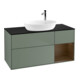 V&B Meuble sous-lavabo Finion 120 cm, bleu clair, rainure noyer, huile mat laqué-1