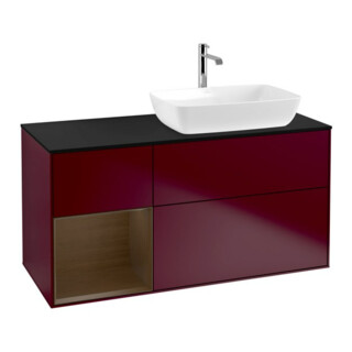 V&B Meuble sous lavabo Finion 120 cm, bleu clair, rangement mural, miroir Peo m