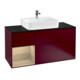 V&B Meuble sous lavabo Finion 120 cm, bleu, étagère gauche, éclairage mural-1