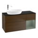 V&B Meuble sous lavabo Finion 120 cm, bleu, étagère huilée, laquée, noyer veinée-1