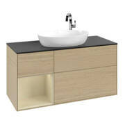 V&B Meuble sous lavabo Finion 120 cm, bleu, étagère, laqué, poignée ven